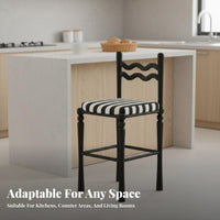 Wooden Bar Chair with Woven Seat French Retro design Counter Stool dense Wood Frame Sturdy Construction for Cafe, Restaurant