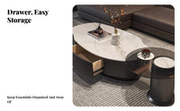 2 Pieces Minimalist Design Asymmetrical Layered Tables Irregular Shape Nesting Coffee Table Set Strong Construction Living Room Furniture Space-Saving for Homeowners, Apartment Dwellers, Families, Lounge Area, Home Office