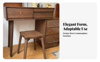 Solid Wood Vanity Stool Rounded Corners Nordic Design Stool Easy to Assemble
