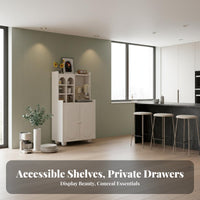 Coffee Bar Cabinet Multi-Functional Storage Kitchen Coffee Bar Cabinet Sturdy Construction Dining Room Console for Homeowners, Families, Hallway