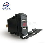 厂家批发船用改装充电器插座带电压显示12/24V双USB车载充电器