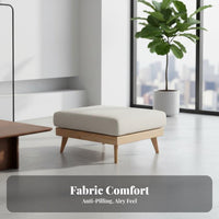 Minimalist Design Upholstered Wooden Footstool Space Saving paddinged Wood-Frame Stool Soft Seat Footrest long-lasting Construction for Apartment Dwellers, Homeowners, Living Room, Lounge Area, Entryway, Home Office