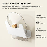 Kitchen Cupboard Lid Organizer for Pantry and Pan Storage, No-Drill Wall-Mounted Pot Rack with Drainage, Carbon Steel Wall