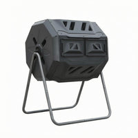 Vented Rotating Compost Bin Metal Stand Octagonal Compost Tumbler Ventilated