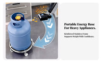 Gas Cylinder Stand with Wheels | Heavy-Duty Stainless Steel Frame, Thickened Wear-Resistant Structure, Gas Cylinder Trolley, for Kitchen