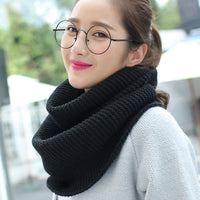 Winter Knitted Neck Warmer Scarf for Women, Thickened Solid Color