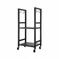 Metal Firewood Stand with Hooks Wood Storage Rack Heavy Duty Rolling Firewood Rack for Garage