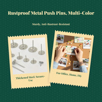 Colored Push Pins, Flat Round Head Thumb Tacks, Decorative map Tacks for Office, Home, Corkboard