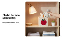 Embroidered Cloth Container Space Saving Rectangular Tote with Handles for children