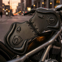 Saddle Embellishment with Rebellious-Gothic-Influenced Frame Trim Retro Motorcycle Accessory for    Riders, Street Riding