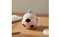 Football Shaped Cup with Lid 400ml Capacity Soccer Ball Mug Creative Design Soccer Football Mug for Kids, Desk Decoration, Office