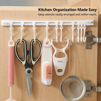 Cabinet Sliding Rail Organizer for Bedroom and Kitchen Storage, Space Saving No Drill S Hook with Removable Wall