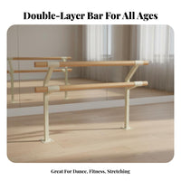 Double Layer Dance Barre Steel Core Double Dance Barre Heavy Duty Leg Stretching Stand for Dancers, Adults, School, Gym, Home