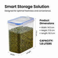 Food Storage Containers Airtight, Kitchen Storage Containers for Dry Goods Preservation, Eco-Conscio - 1.8L