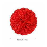 Red Flower Ball Wedding Door Decoration Traditional Style Red Cloth Drape Decoration Easy to Hang Festive Entrance Garland for New Homeowners, Housewarming