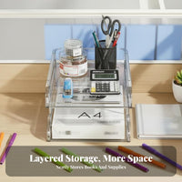 Multi-Tiered Transparent Rack Sturdy Construction Desktop Organizer Stable Base
