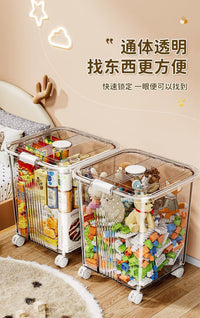 Transparent Storage Box with Lid, PP Plastic, 20-30L, with Wheels