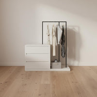 Dresser with Clothes Rack Multi-functional Chest of Drawers Garment Rail Clothing Organizer Engineered Wood Suitable for Adults Bedroom Dorm Entryway