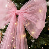 Tulle Tree Top Ornament Bow Festive Atmosphere Christmas Tree Top Ornament Bow Easy to Hang Wedding Chair Sash for DIY Enthusiasts, Home Stylists