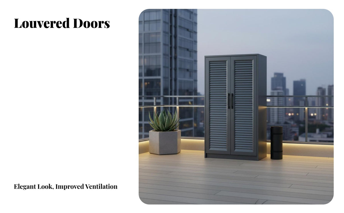 2-Door Storage Cabinet Waterproof Freestanding Metal Shoe Locker Sun-Resistant robustDuty for Gardeners, Families, Balcony