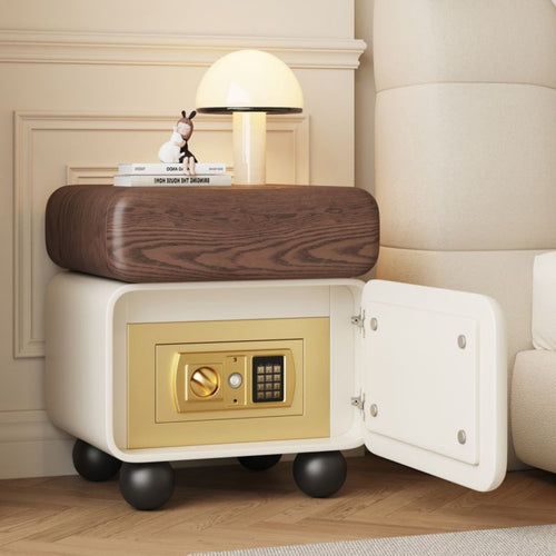 Bedside Table with Safe Modern Design Nightstand Multi-Functional Bedroom Furniture for Homeowners, Apartment Dwellers, Hotel Room