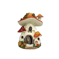 Solar Toadstool House Light Warm Glow Cottage Figurine Charming for Patio