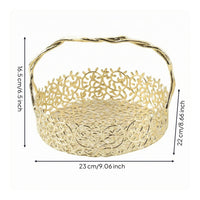 Metal Hand Basket Gold-Tone Home Decor Long-Lasting