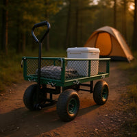 Four-Wheel Utility Cart Open Bed Mesh-Side Utility Cart Green