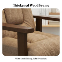 Cushioned Wooden Accent Chair Relaxed Recline Armchair Includes Headrest Pillow