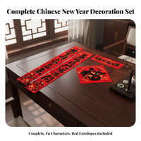 Spring Festival Door Couplets Set, Fu Character, Red Paper Panels, Home Decoration, New Year Gift Pack