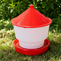 Poultry Automatic Feeder, Hopper Type, Chicken Feeder, Plastic, Red and White, Rainproof