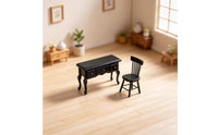 1/12 Dollhouse Desk and Chair Set 1:12 Scale Dollhouse Desk with Chair Three-Drawer for Collectors