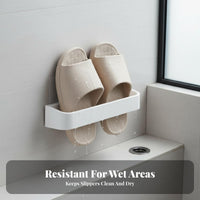 Wall Mounted Slipper Rack Space-Saving Draining Shoe Shelf Easy Installation Punch Slipper Storage for Families, Washroom, Dorm Room, Behind Door