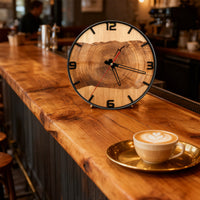 Wood Wall Timepiece Raised Numerals Round Wall Timepiece Black Frame