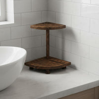 2-Tier Wooden Corner Shelf Solid Wood 2 Tier Wooden Shelf Multi-Functional