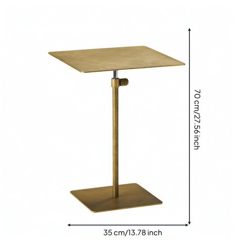 Adjustable Side Table Compact Side Table with Metal Base for Living Room