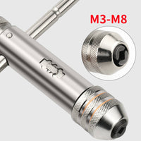Adjustable Ratchet Tap Wrench Forward and Backward Switch M3-M8 Screw Tool Single-Hand Manual Thread Cutting Tool for DIY Enthusiasts
