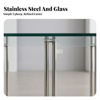 Modernist Design Low Table Rust-Resistant Glass Surface Table Stable Base Cross-Base for Reception Area