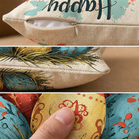 Easter Pillow Cover Printed Pattern Linen Easter Egg Pillow Sham High Resolution Digital Printing Decorative Bunny Pillowcase for Homeowners, Sofa