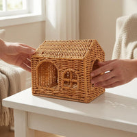 Rattan Bird House Decorative Woven Bird Nest Compact Size