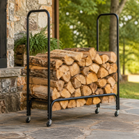 Modern Firewood Rack, Outdoor Matte Iron, Sturdy Firewood Shelf, For Camping Bonfires