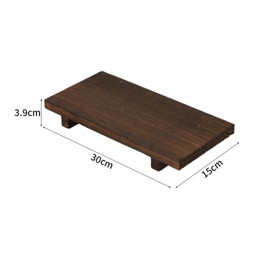 Small Wood Pedestal Stand Multi-Purpose Rectangular Wood Tray with Feet