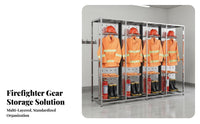 Double-Sided Fire Suit Stand Electric Firefighter Gear Rack Heavy Duty Rotating Turnout Gear Locker for Firefighters, Emergency Responders