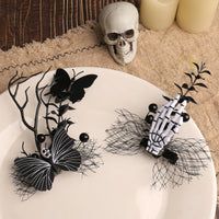 Halloween Mesh Bone Claw Hair Clip and Butterfly Side Clip Costume Accessory