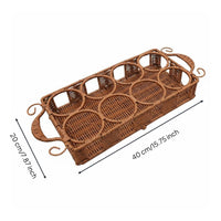 Drink Organizer Rustic Style Drink Organizer Easy to Carry Rattan Bottle Stand