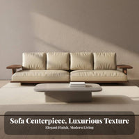 Minimalist Wooden Sofa Asian Influenced Small Compact Sofa Sturdy Construction Low Profile Tranquil Sofa for Apartment Dwellers, Adults, Home