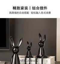 创意坐姿兔子轻奢高档摆件客厅电视柜酒柜桌面台面装饰高级感好物