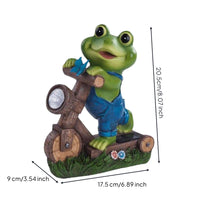Frog on Bike Figurine Resin Craft Yard Ornament Automatic Dusk to Dawn Outdoor Decor for Balcony