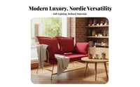 Upholstered Settee with Metal Legs Nordic Design Loveseat Light Luxury Modern Look for Partners, Students, Cafe, Bdirectlyique