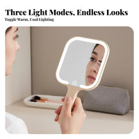 Handheld Lighted Cosmetic Mirror tap control Lighted Travel Mirror
